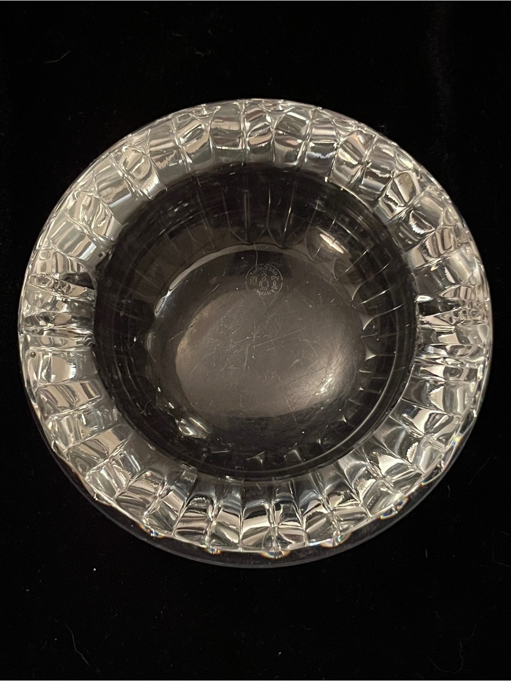 Baccarat Crystal Alicante Ashtray Clear Round Candle Trinket Bowl